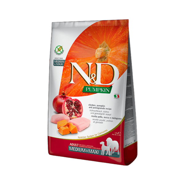 N&D 펌킨 독 닭고기, 호박 & 석류 미디움 맥시